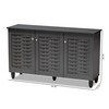 Baxton Studio Winda Dark Gray 3-Door Wooden Entryway Shoe Storage Cabinet 152-9167